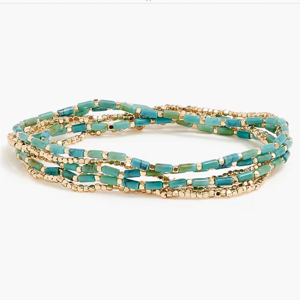 NWT J.Crew Beaded Bracelets 6 Pack Turquoise